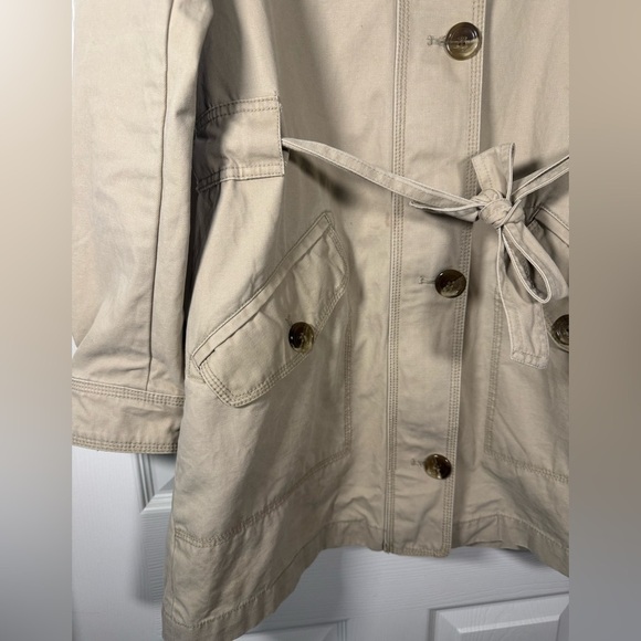 GAP Vintage Y2K Khaki Trench Coat Carmel Tan Button Zipper Combo Womens Small - Picture 2 of 9